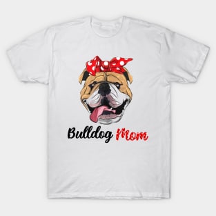 Bulldog Mom With Red Dot Turban Mother's Day Gift T-Shirt